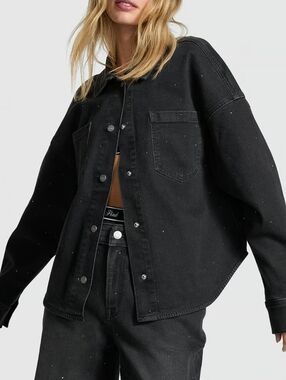 NWT Victoria's Secret PINK Denim Shimmer Shacket